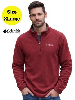 COLUMBIA ❤️ Men's Quarter Zip-Up COMFY Fleece Pullover Sweater (Size X-Large)
